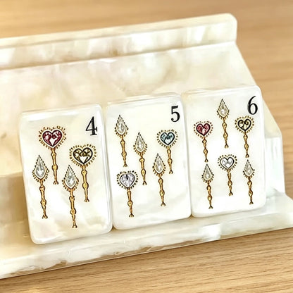American Mahjong Tile Set Pearlescent Lion and Clover Design for Social Game Nights 160 Piece Acrylic Set
