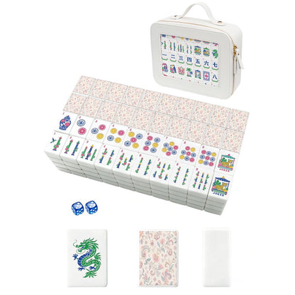 American Mahjong Game Set Pastel Moroccan Design for Club and Family Games 160 Piece Engraved Acrylic Set with Storage Bag and Dice