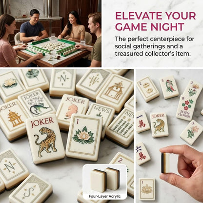 American Mahjong Game Set Colorful Four Layer Design for Family and Travel Games 160 Piece Acrylic Set with Bag Dice and Mat