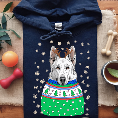White German Shepherd Christmas Hoodie – The Perfect Holiday Gift