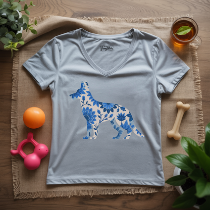 Blue Bloom Shepherd Lady V-Neck