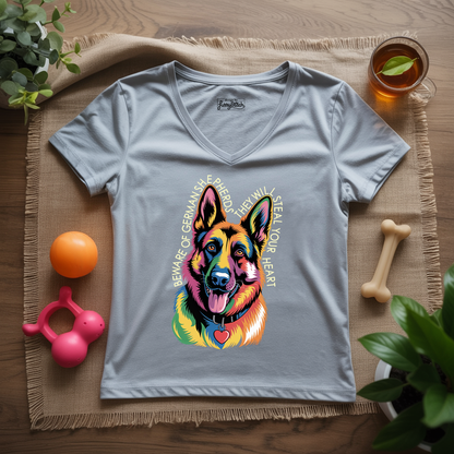 Beware Of German Shepherd Lady V-Neck