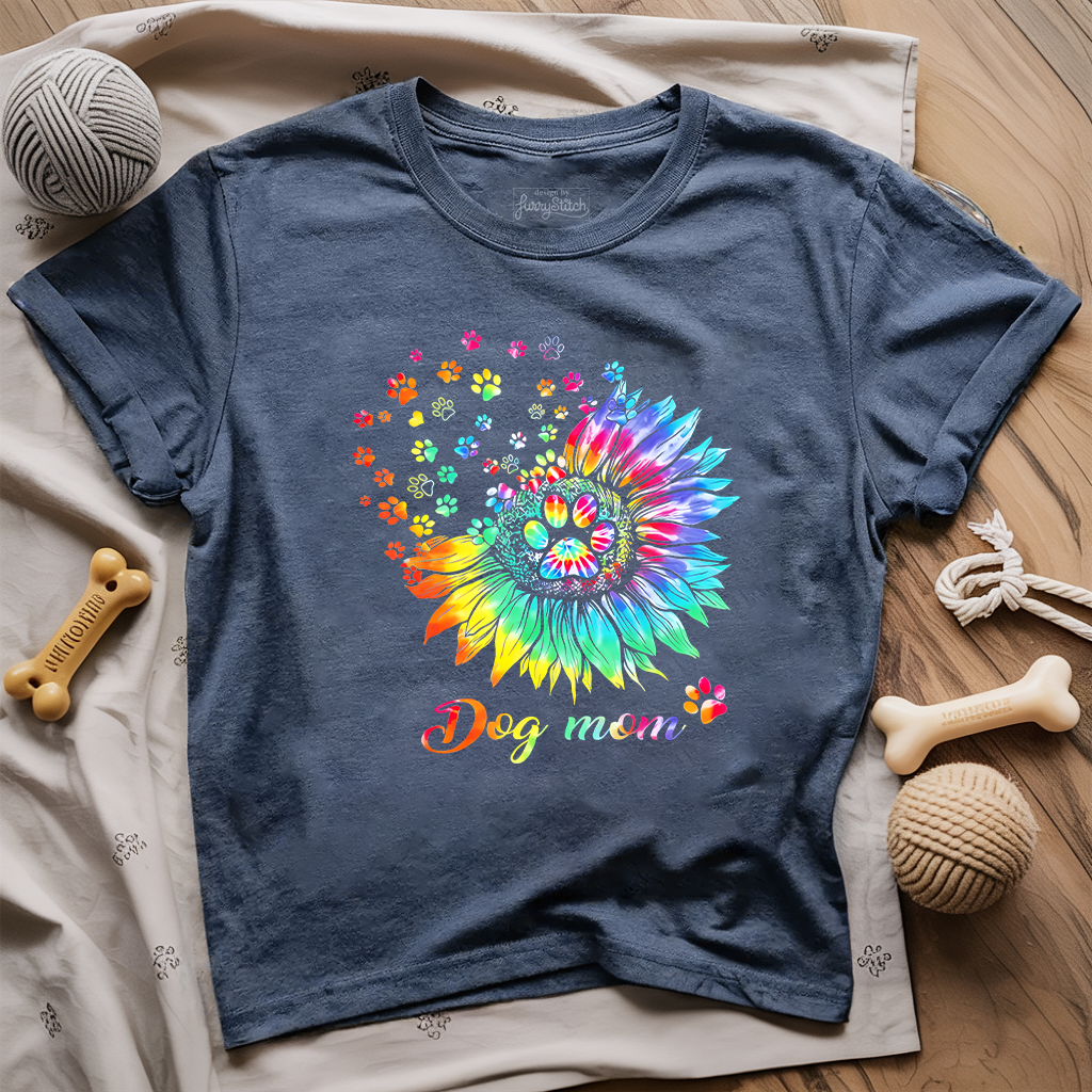 Tie-Dye Sunflower Dog Mom T-shirt