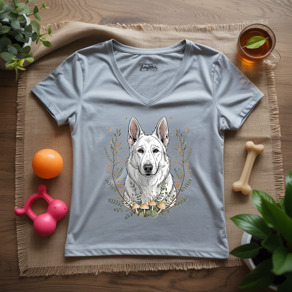 Bohemian White Shepherd Lady V-Neck