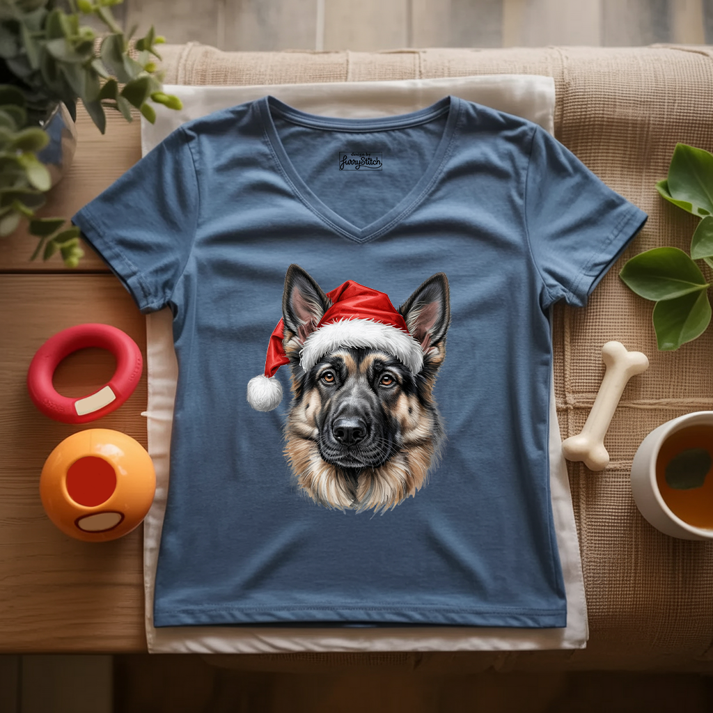 Merry German Shepherd Lady V-Neck