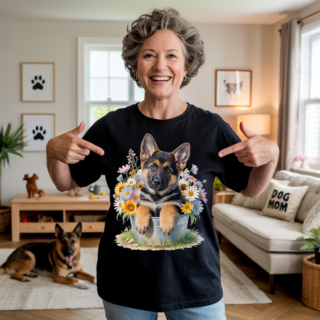 Flower Bucket Shepherd T-shirt