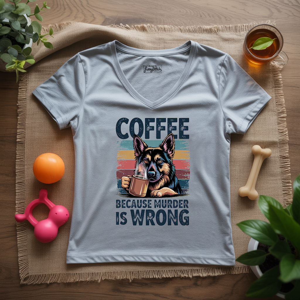 Coffee Shepherd Funny Lady V-Neck
