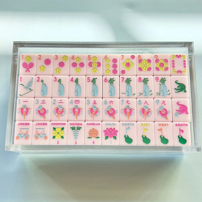 American Mahjong Tile Set Classic Club Design for Family Game Nights 160 Piece Acrylic Set with Storage Bag