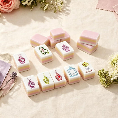 American Mahjong Tile Set Clear Engraved Layered Design for Home and Travel Games 160 Piece Mini Acrylic Set with Storage Bag