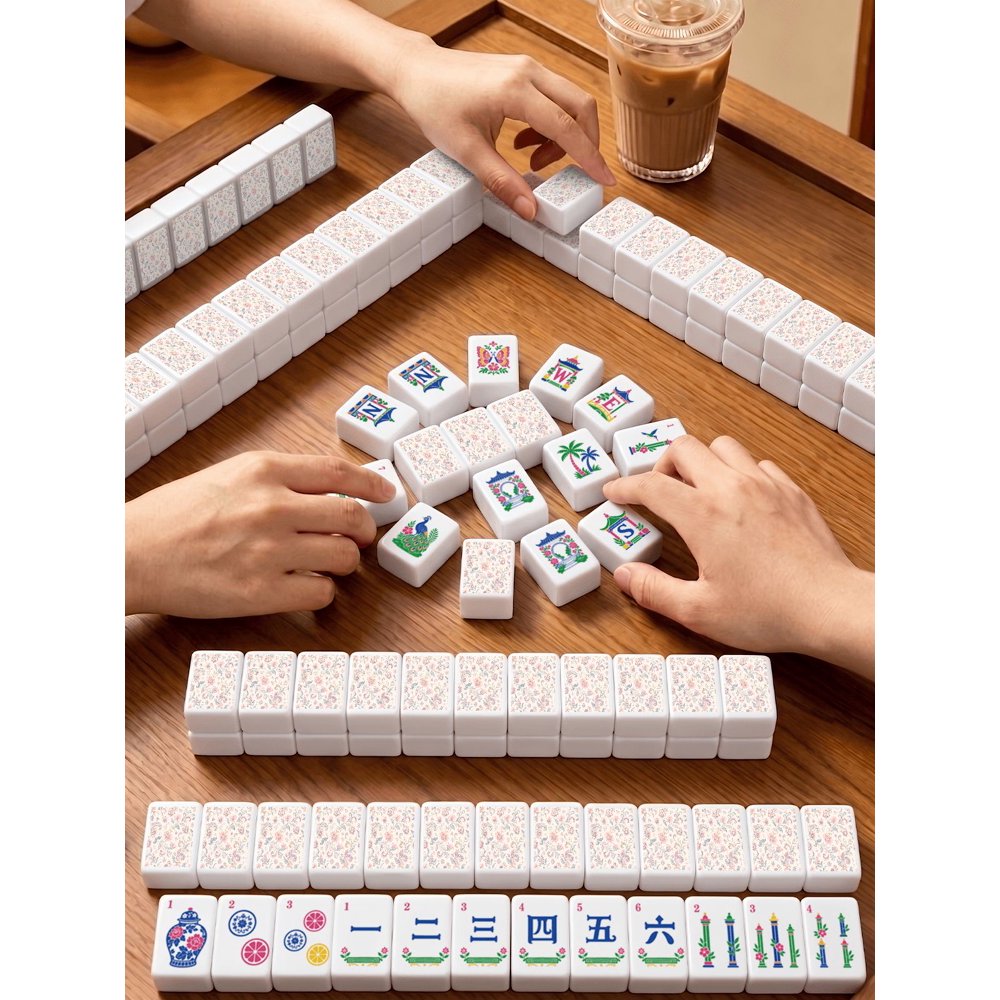 American Mahjong Game Set Pastel Moroccan Design for Club and Family Games 160 Piece Engraved Acrylic Set with Storage Bag and Dice