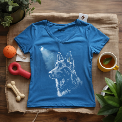 German Shepherd Silhouette Lady V-Neck