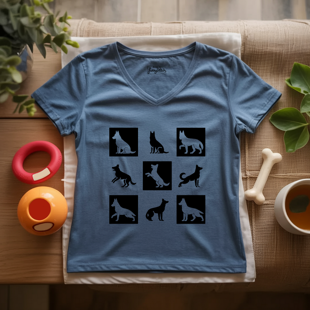 Shepherd Checkerboard Lady V-Neck