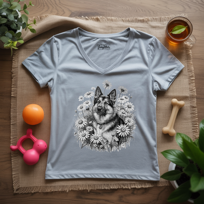 Monochrome Daisy Shepherd Lady V-Neck