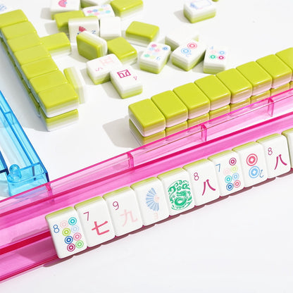 American Mahjong Tile Set Green Casual Design for Home and Travel Games 160 Piece Acrylic Tiles