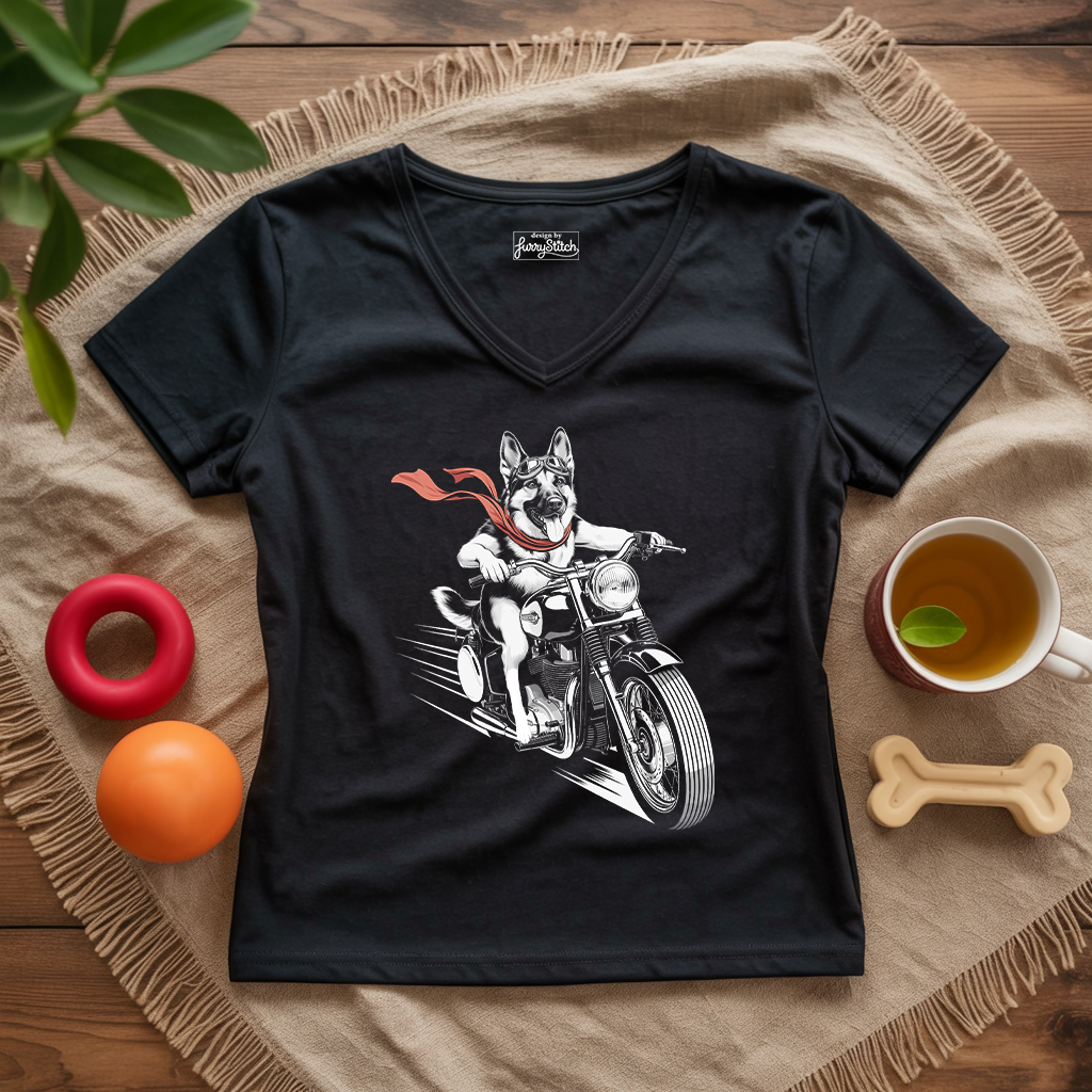 Motorcycle Shepherd Lady V-Neck