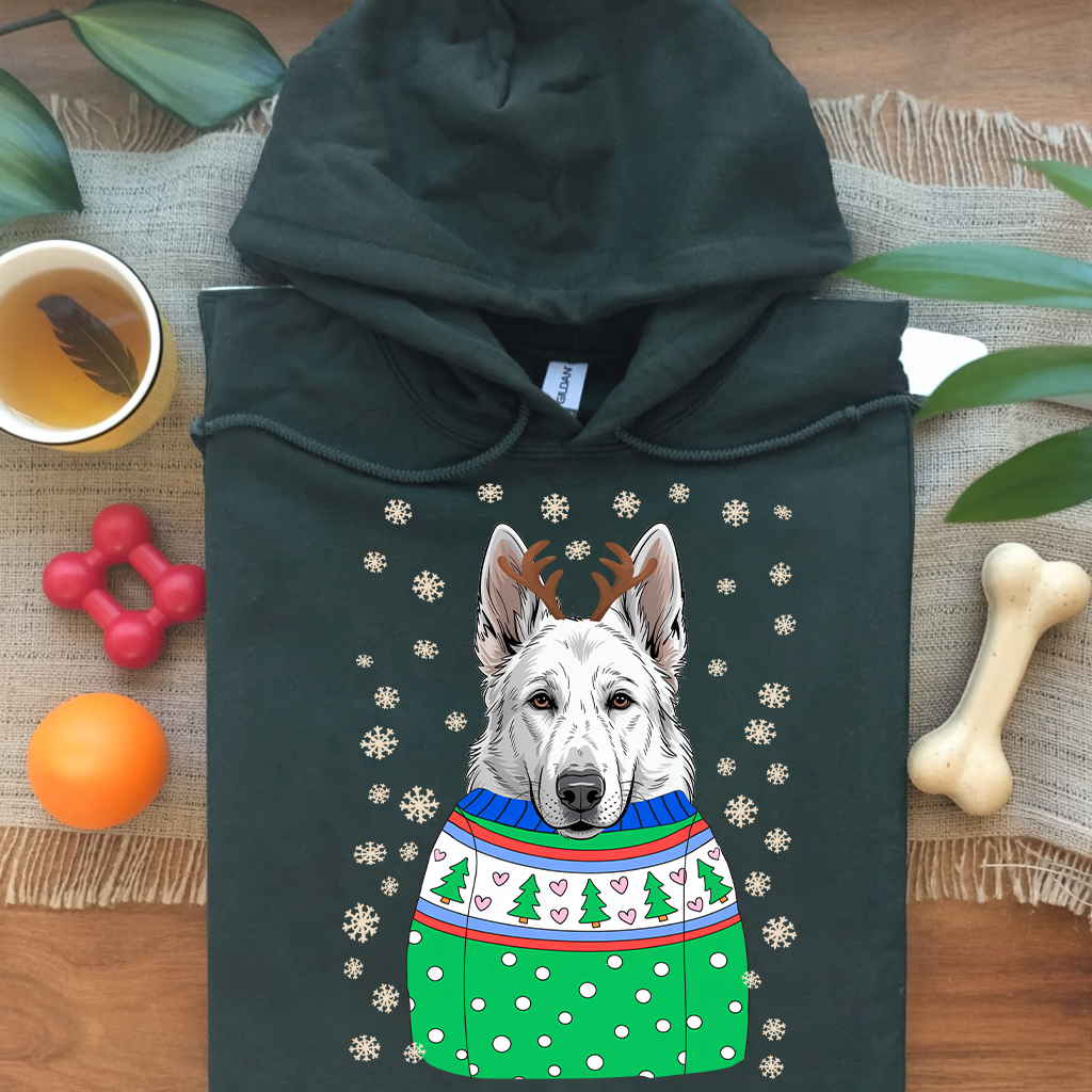 White German Shepherd Christmas Hoodie – The Perfect Holiday Gift