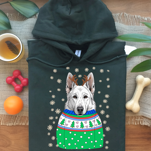 White German Shepherd Christmas Hoodie – The Perfect Holiday Gift