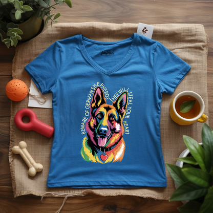 Beware Of German Shepherd Lady V-Neck