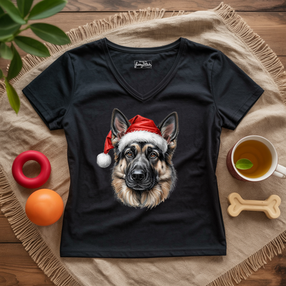 Merry German Shepherd Lady V-Neck