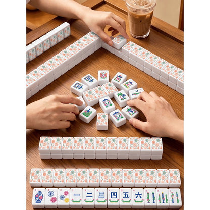 American Mahjong Game Set Pastel Pink and Teal Design for Club and Family Games 160 Piece Engraved Acrylic Set with Storage Bag and Dice