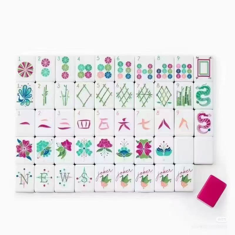 American Mahjong Game Set Classic Engraved Design for Game Nights and Travel 160 Piece Four Layer Acrylic Set with Accessories