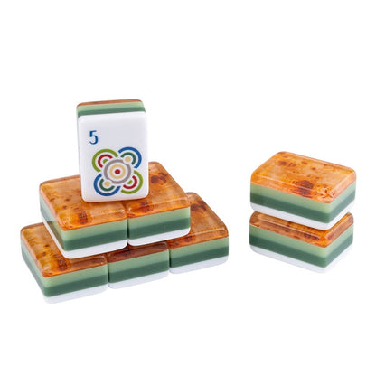 American Mahjong Tile Set Wood Grain Design for Family and Holiday Games 160 Piece Four Layer Acrylic Set