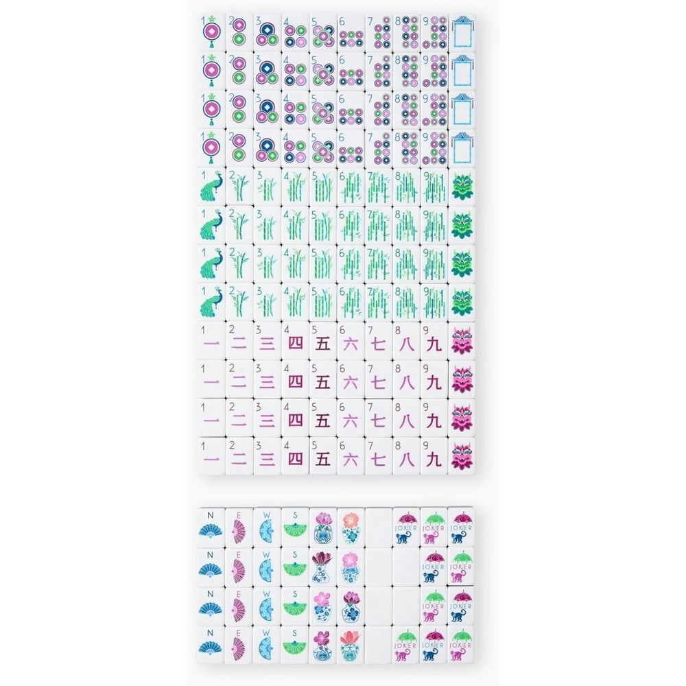 American Mahjong Tile Set Purple Layered Design for Family Game Nights 160 Piece Clear Engraved Acrylic Set with Carrying Bag