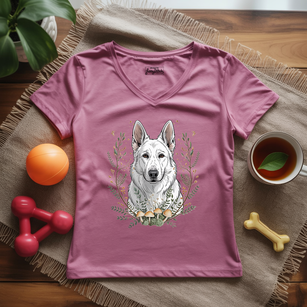 Bohemian White Shepherd Lady V-Neck
