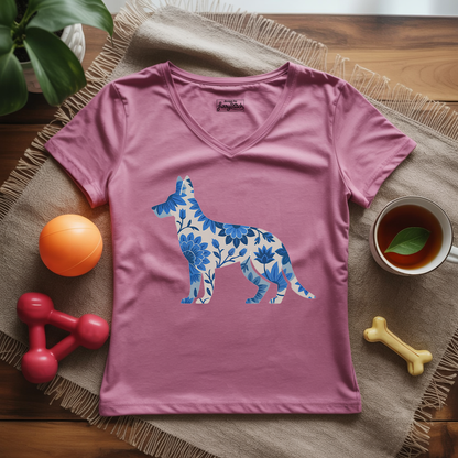 Blue Bloom Shepherd Lady V-Neck