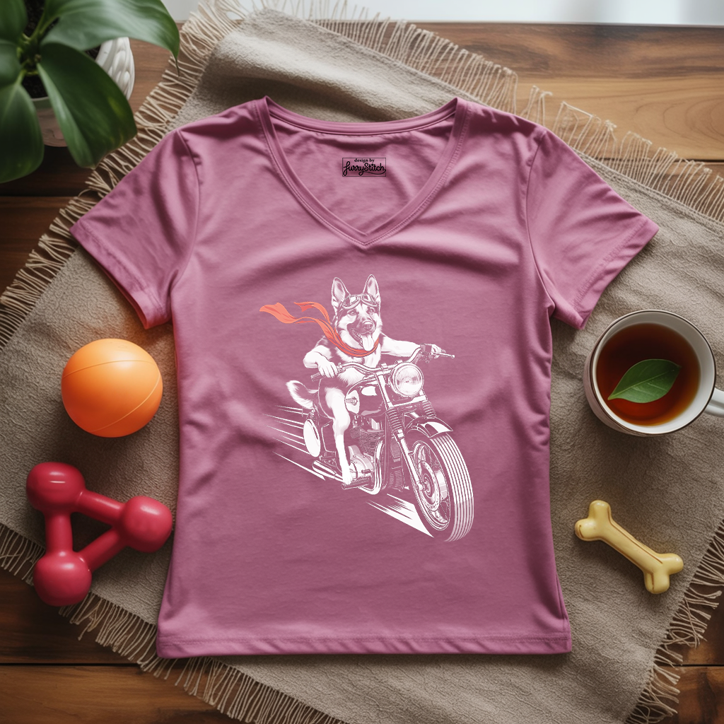 Motorcycle Shepherd Lady V-Neck
