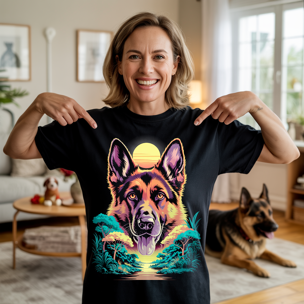 Sunset Guardian GSD T-shirt