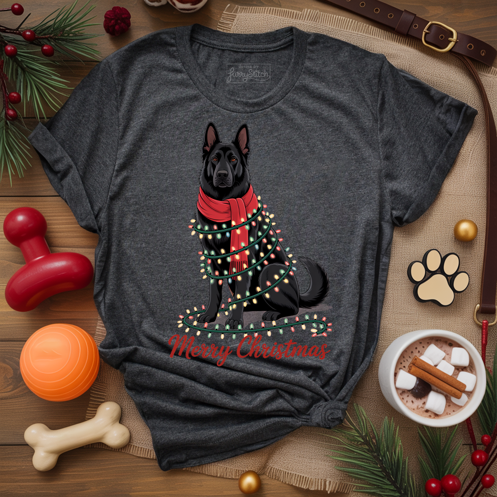 Black GSD Christmas Lights T-shirt