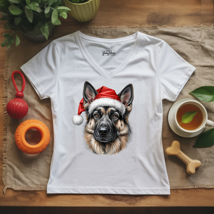 Merry German Shepherd Lady V-Neck