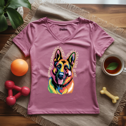 Beware Of German Shepherd Lady V-Neck