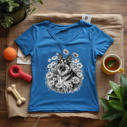 Monochrome Daisy Shepherd Lady V-Neck