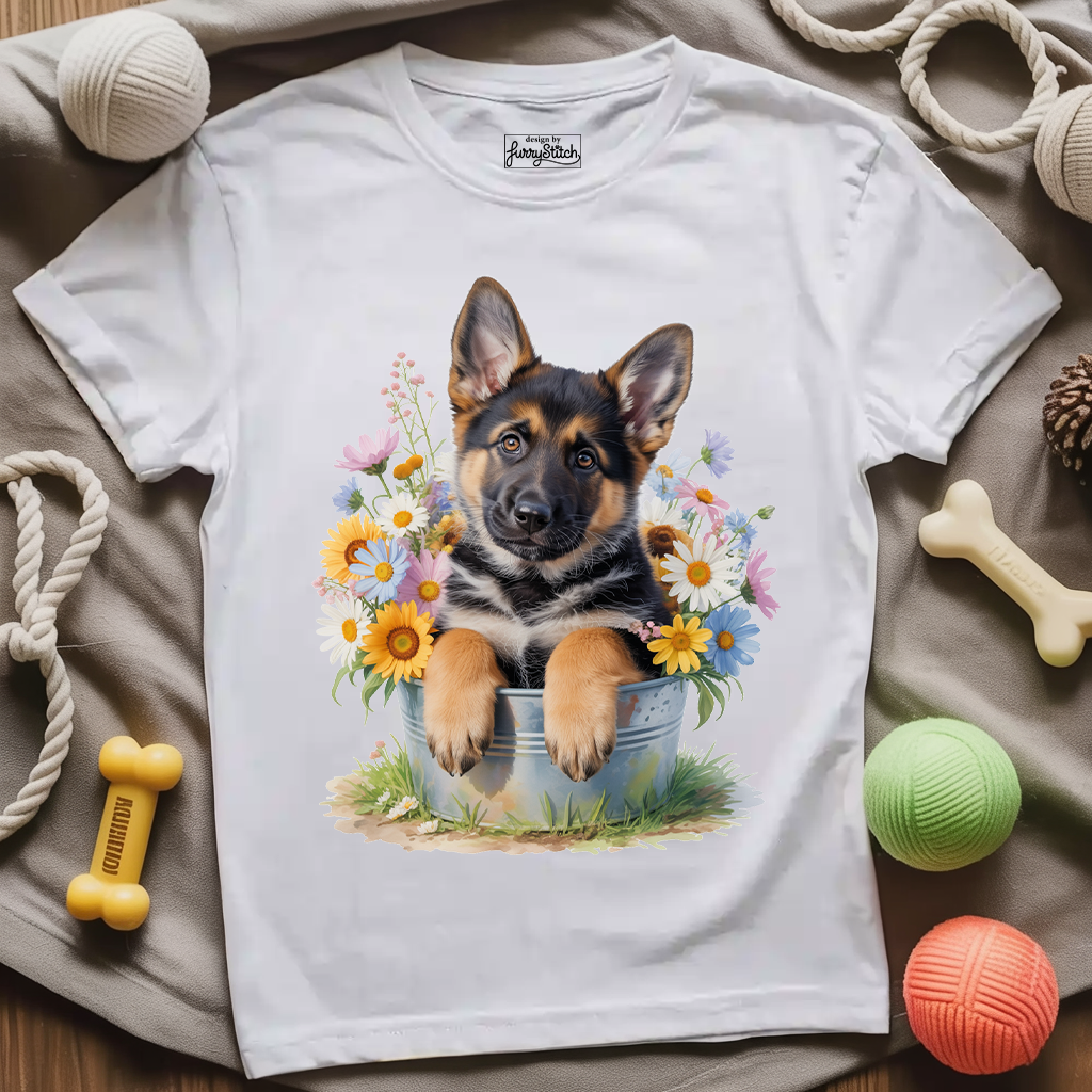 Flower Bucket Shepherd T-shirt