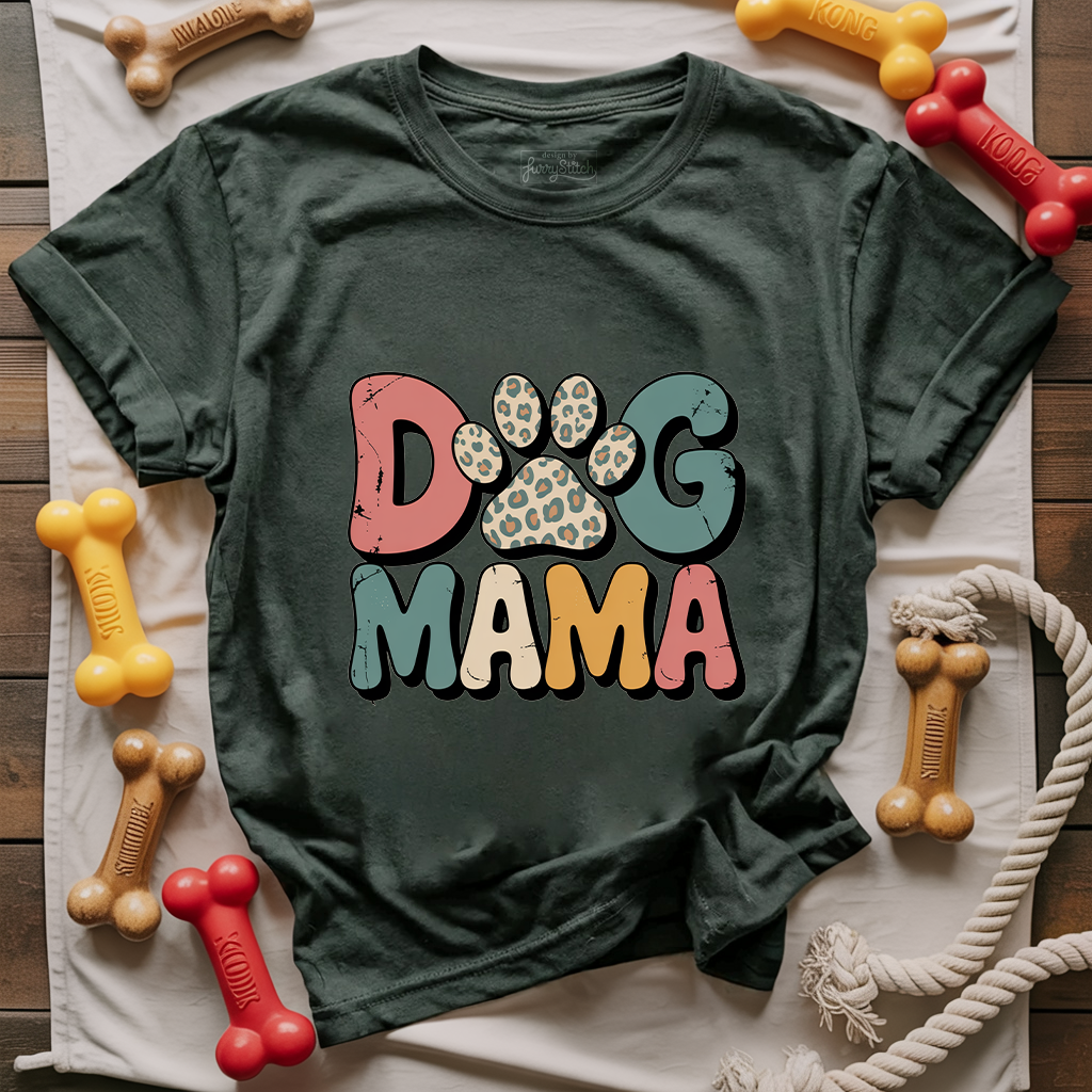 Vintage Leopard Print Dog Mama T-shirt