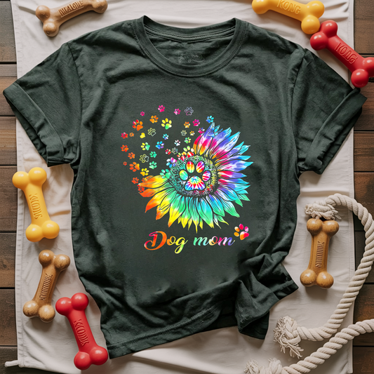 Tie-Dye Sunflower Dog Mom T-shirt