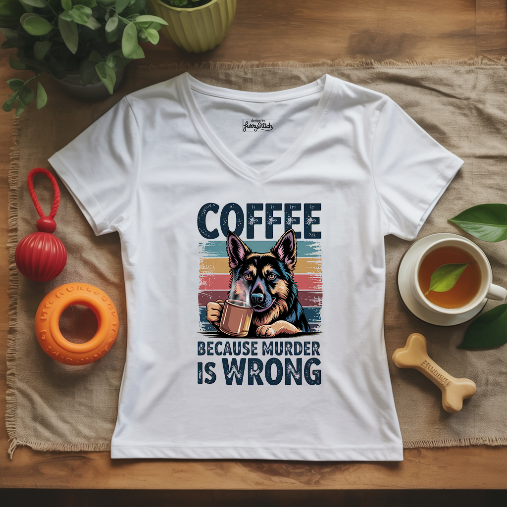Coffee Shepherd Funny Lady V-Neck