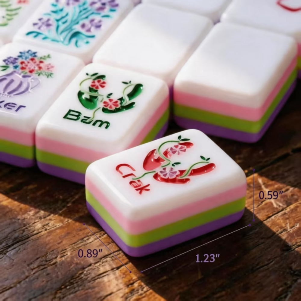 American Mahjong Tile Set Four Layer Design for Family Game Nights 160 Piece Acrylic Tabletop Set