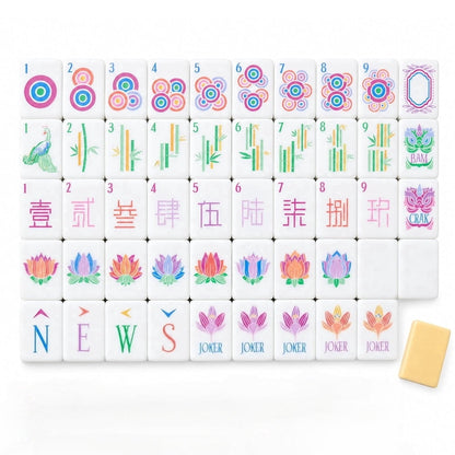 American Mahjong Tile Set Clear Engraved Layered Design for Adult Social Games 160 Piece Acrylic Set with Storage Bag