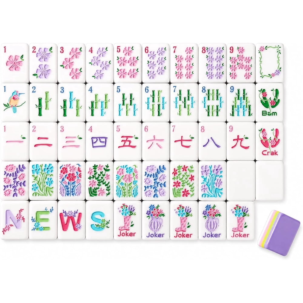 American Mahjong Tile Set Colorful Four Layer Design for Home and Travel Games 160 Piece Acrylic Set with Carrying Bag