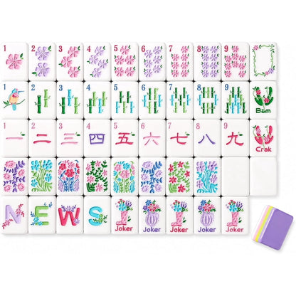 American Mahjong Tile Set Colorful Four Layer Design for Home and Travel Games 160 Piece Acrylic Set with Carrying Bag