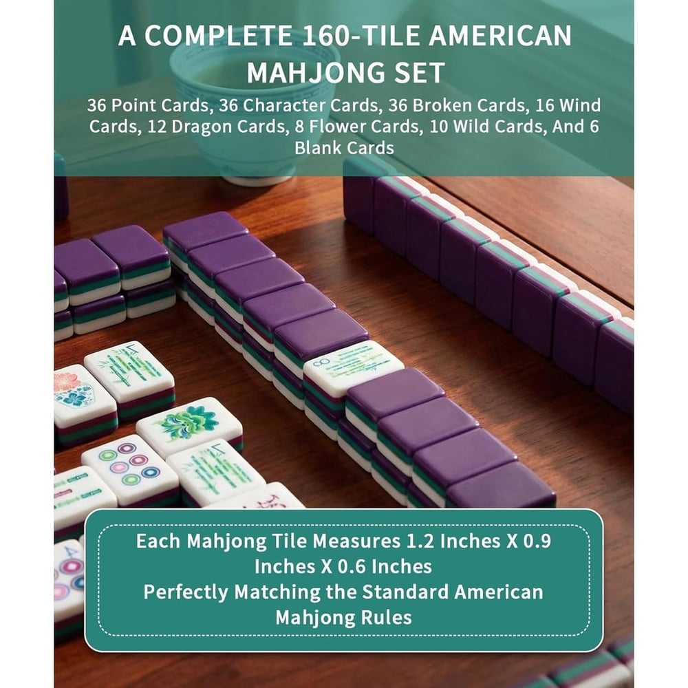 American Mahjong Game Set Paisley Travel Design for Adult and Family Games 160 Piece Four Layer Engraved Acrylic Kit with Bag and Dice