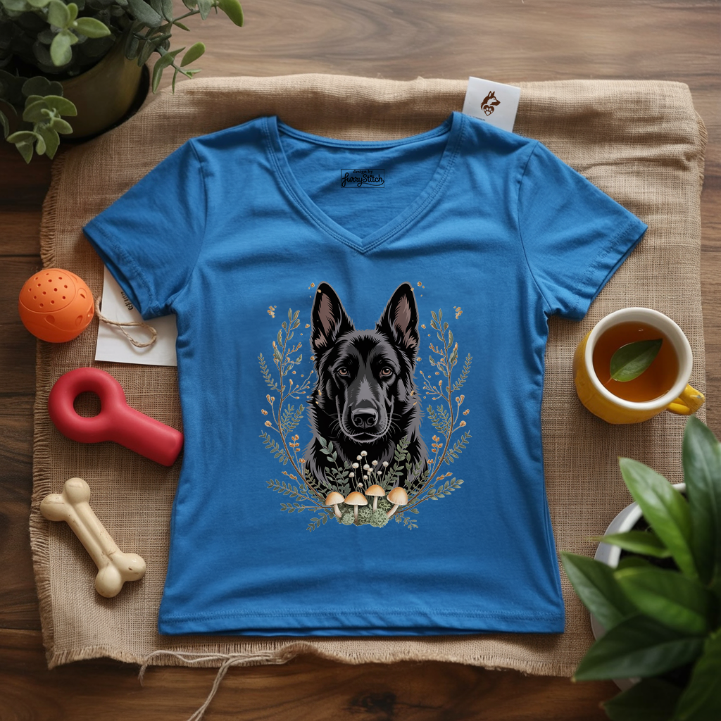 Bohemian Black Shepherd Lady V-Neck