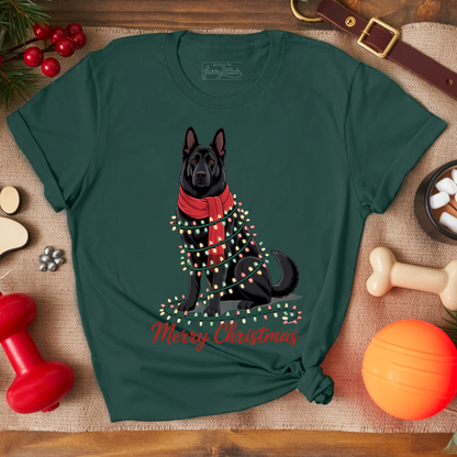 Black GSD Christmas Lights T-shirt
