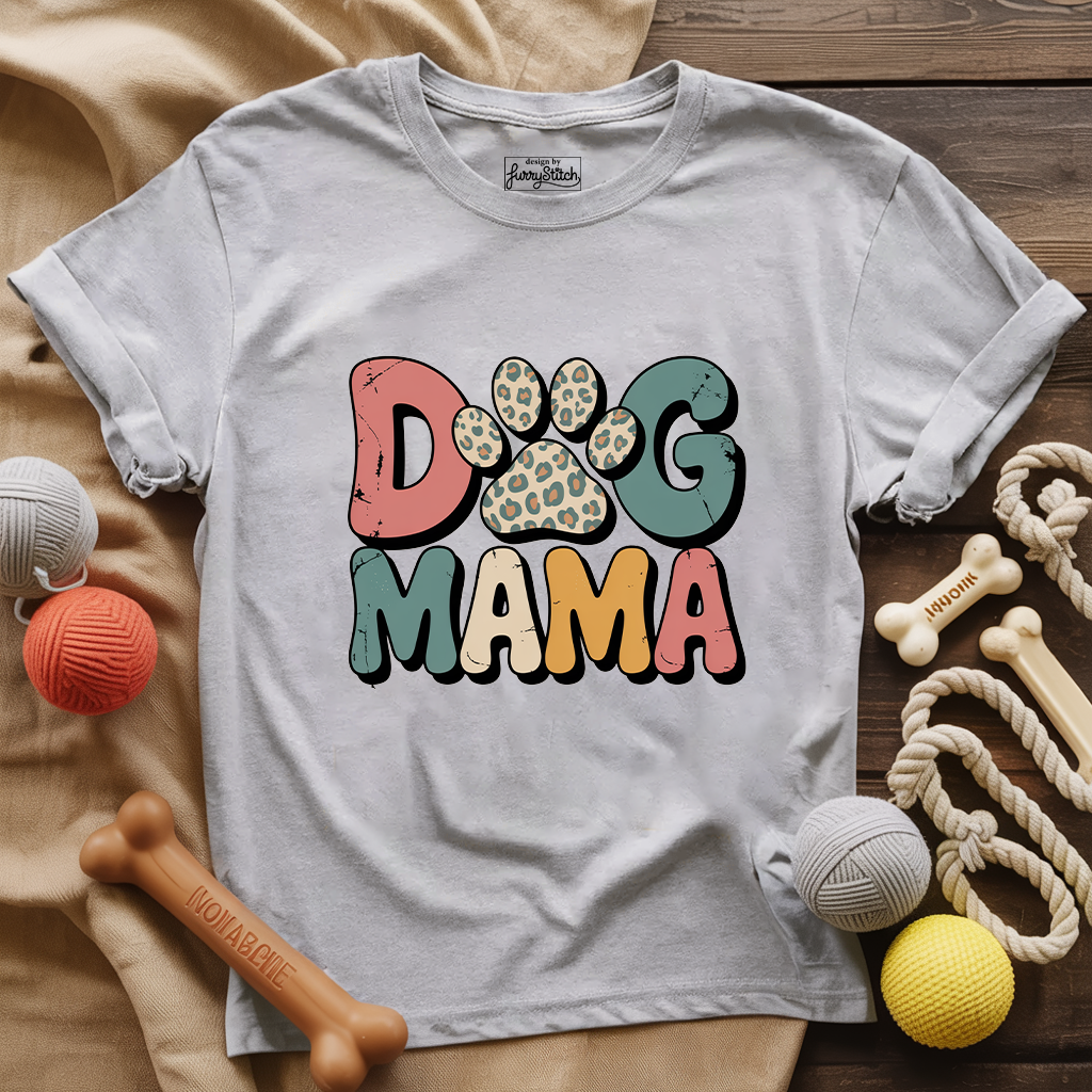 Vintage Leopard Print Dog Mama T-shirt