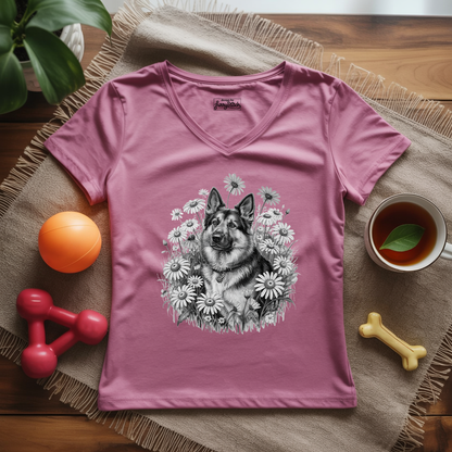 Monochrome Daisy Shepherd Lady V-Neck