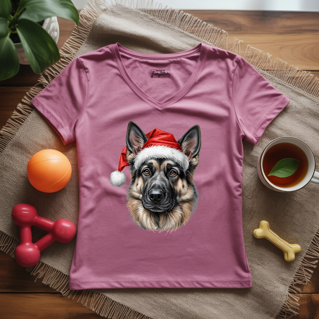 Merry German Shepherd Lady V-Neck