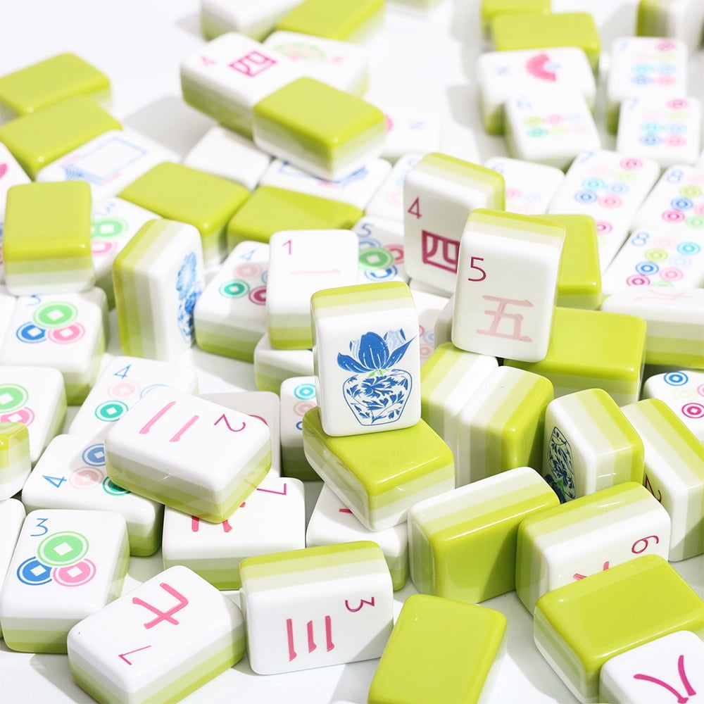 American Mahjong Tile Set Green Casual Design for Home and Travel Games 160 Piece Acrylic Tiles